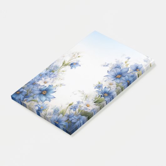 Blue Wildflower Stationery Elegant Floral Post-it Post-it® Notes (Schuin)