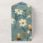 Blue Wildflower Tuin Meisje Baby shower All In One Uitnodiging (Buitenkant)