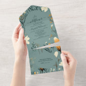 Blue Wildflower Tuin Meisje Baby shower All In One Uitnodiging (Afscheurbaar)