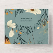 Blue Wildflower Tuin Meisje Baby shower All In One Uitnodiging (Achterkant)