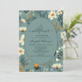 Blue Wildflower Tuin Meisje Baby shower Kaart (Staand voorkant)