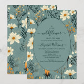 Blue Wildflower Tuin Meisje Baby shower Kaart (Voorkant / Achterkant)