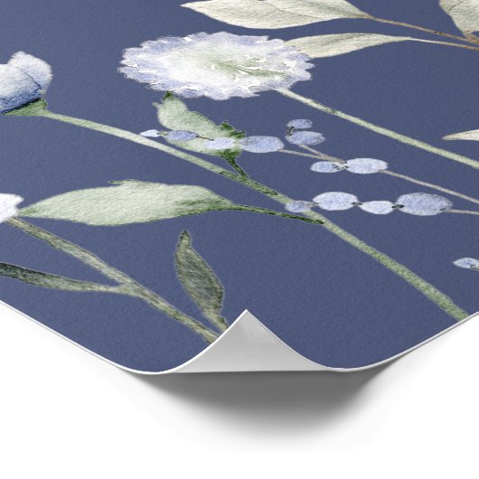 Blue wildflower volgorde van evenementen Bruiloft  Poster (Hoek)