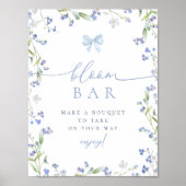 Blue Wildflower Vrijgezellenfeest Bouqet Bar Poster (Voorkant)