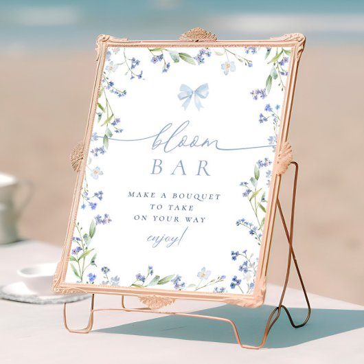 Blue Wildflower Vrijgezellenfeest Bouqet Bar Poster