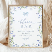 Blue Wildflower Vrijgezellenfeest Bouqet Bar Poster