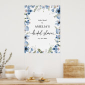 Blue Wildflower Vrijgezellenfeest Welkomstteken Po Poster (Keuken)