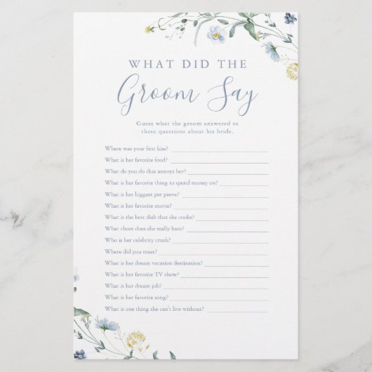 Blue Wildflower wat zei de bruidegom spel (Voorkant)