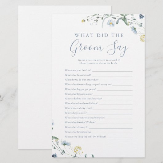 Blue Wildflower wat zei de bruidegom spel (Voorkant / Achterkant)