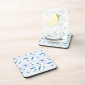 Blue Wildflower Watercolor Coaster Bier Onderzetter (Rechterzijde)