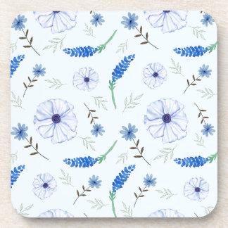 Blue Wildflower Watercolor Coaster Bier Onderzetter