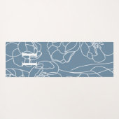 Blue Wildflower Watercolor Custom Monogram Name Yogamat (Achterkant (horizontaal))