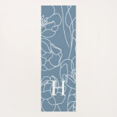 Blue Wildflower Watercolor Custom Monogram Name Yogamat (Achterkant)