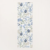 Blue Wildflower Watercolor Custom Name Yogamat (Achterkant)