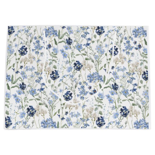 Blue Wildflower Watercolor  Groot Cadeauzakje (Voorkant)