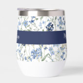 Blue Wildflower Watercolor Monogram Name (Rechts)