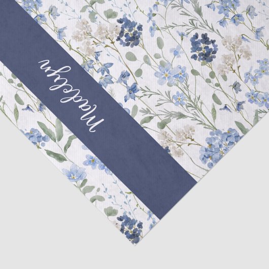 Blue Wildflower Watercolor Name Tissuepapier (Detail)