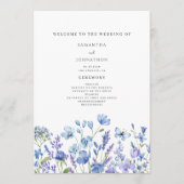 Blue Wildflower Waterverf Bloemen bruiloft Programmakaart (Voorkant)