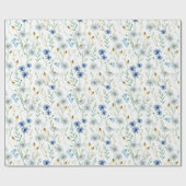 Blue Wildflower Waterverf Cadeaupapier (Vlak)