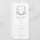 Blue Wildflower Waterverf Crest Wedding Programme Kaart (Voorkant)