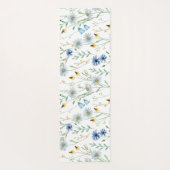 Blue Wildflower Waterverf Custom Name Yogamat (Achterkant)