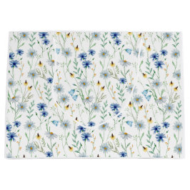 Blue Wildflower Waterverf Groot Cadeauzakje