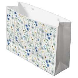 Blue Wildflower Waterverf Groot Cadeauzakje
