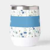 Blue Wildflower Waterverf Monogram Naam (Rechts)