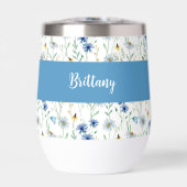 Blue Wildflower Waterverf Monogram Naam (Voorkant)