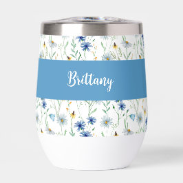 Blue Wildflower Waterverf Monogram Naam