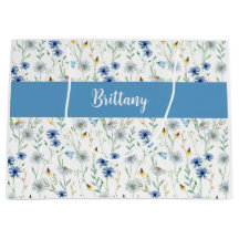 Blue Wildflower Waterverf Monogram Naam