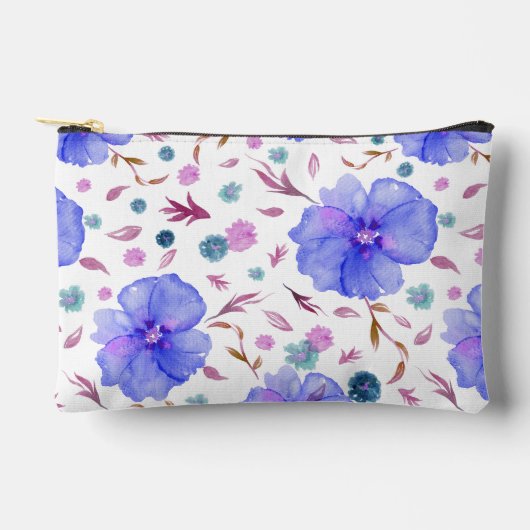 Blue Wildflower Waterverf Pouch Gift voor moeder Etui (Voorkant)
