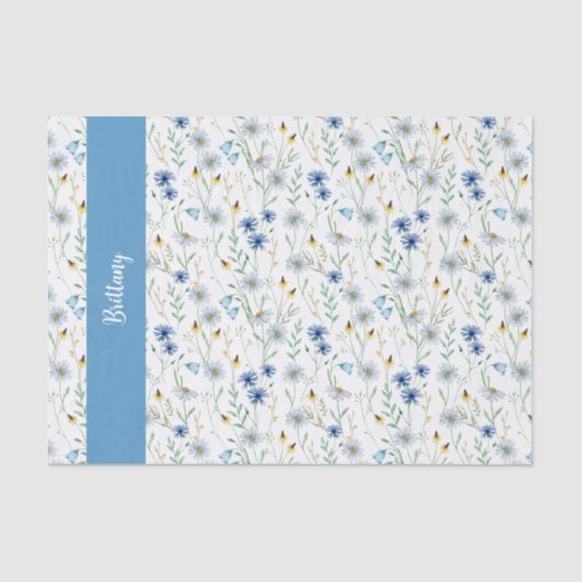 Blue Wildflower Waterverf Tissuepapier (Voorkant)