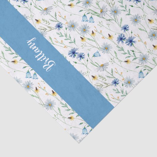 Blue Wildflower Waterverf Tissuepapier (Detail)