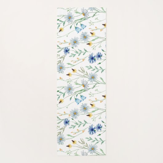 Blue Wildflower Waterverf Yogamat (Achterkant)