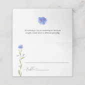 Blue Wildflower Weddenschap Escort Plaatskaartje (Buitenkant ongevouwen)