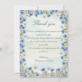 Blue Wildflower Wedding Dank je wel kaart