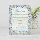 Blue Wildflower Wedding Dank je wel kaart (Staand voorkant)