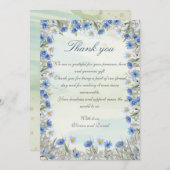 Blue Wildflower Wedding Dank je wel kaart (Voorkant / Achterkant)