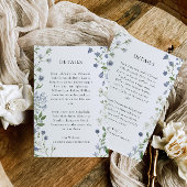 Blue Wildflower Wedding Details Kaart, Waterverf Informatiekaartje