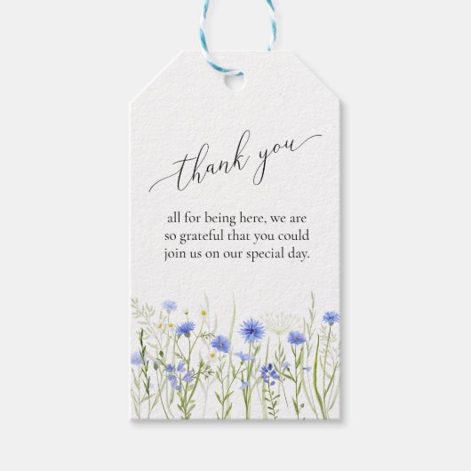 Blue Wildflower Wedding Guest Favor Bag Cadeaulabel (Voorkant)