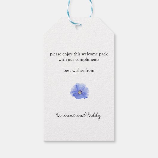 Blue Wildflower Wedding Guest Favor Bag Cadeaulabel (Achterkant)