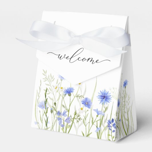 Blue Wildflower Wedding Guest Welkom Bedankdoosjes (Voorkant Zijde)