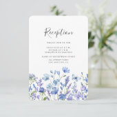 Blue Wildflower Wedding Receptie Kaart (Staand voorkant)