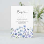 Blue Wildflower Wedding Receptie Kaart (Staand voorkant)