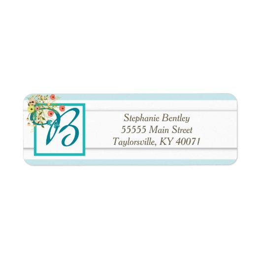 Blue Wildflower Wedding Return Label (Voorkant)
