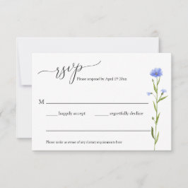 Blue Wildflower Wedding Rsvp Enclosure Card