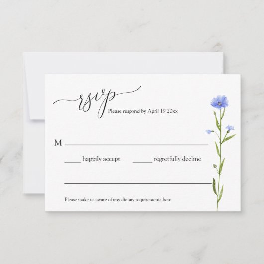 Blue Wildflower Wedding Rsvp Enclosure Card Kaartje (Voorkant)