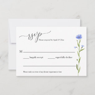 Blue Wildflower Wedding Rsvp Enclosure Card Kaartje