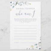 Blue Wildflower wie ben ik vrijgezellenfeest spel (Voorkant)